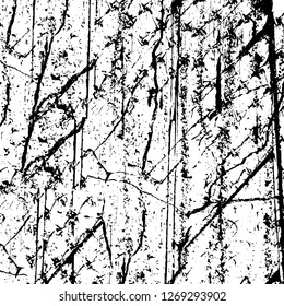 Wall fragment with scratches and cracks. Overlay grunge illustration over any design. Abstract grainy background with vintage effect