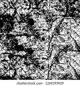 Wall fragment with scratches and cracks. Overlay grunge illustration over any design. Abstract grainy background with vintage effect