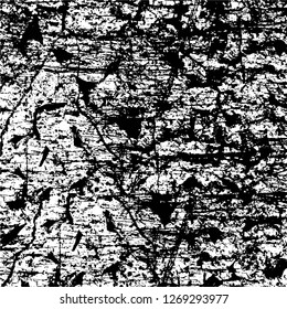 Wall fragment with scratches and cracks. Overlay grunge illustration over any design. Abstract grainy background with vintage effect