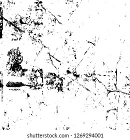 Wall fragment with scratches and cracks. Overlay grunge illustration over any design. Abstract grainy background with vintage effect