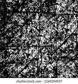 Wall fragment with scratches and cracks. Overlay grunge illustration over any design. Abstract grainy background with vintage effect