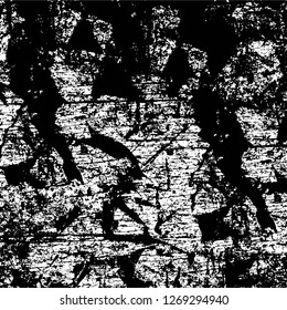 Wall fragment with scratches and cracks. Overlay grunge illustration over any design. Abstract grainy background with vintage effect