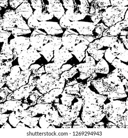 Wall fragment with scratches and cracks. Overlay grunge illustration over any design. Abstract grainy background with vintage effect