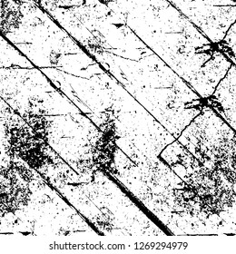 Wall fragment with scratches and cracks. Overlay grunge illustration over any design. Abstract grainy background with vintage effect