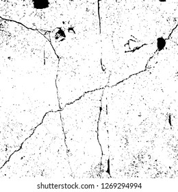 Wall fragment with scratches and cracks. Overlay grunge illustration over any design. Abstract grainy background with vintage effect