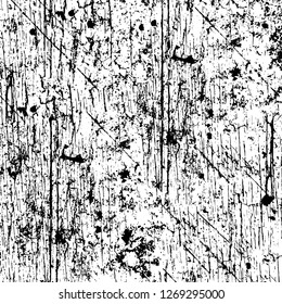 Wall fragment with scratches and cracks. Overlay grunge illustration over any design. Abstract grainy background with vintage effect