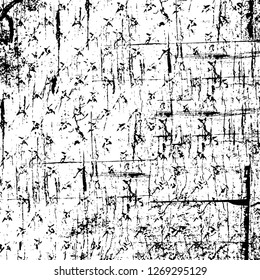Wall fragment with scratches and cracks. Overlay grunge illustration over any design. Abstract grainy background with vintage effect
