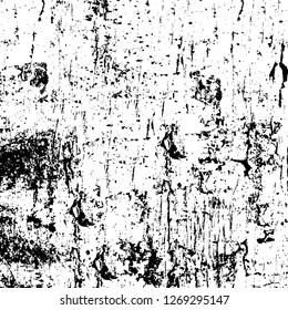 Wall fragment with scratches and cracks. Overlay grunge illustration over any design. Abstract grainy background with vintage effect