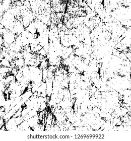 Wall fragment with scratches and cracks. Overlay grunge illustration over any design. Abstract grainy background with vintage effect
