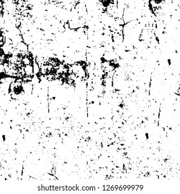 Wall fragment with scratches and cracks. Overlay grunge illustration over any design. Abstract grainy background with vintage effect
