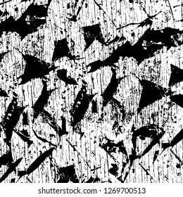 Wall fragment with scratches and cracks. Overlay grunge illustration over any design. Abstract grainy background with vintage effect