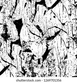 Wall fragment with scratches and cracks. Overlay grunge illustration over any design. Abstract grainy background with vintage effect