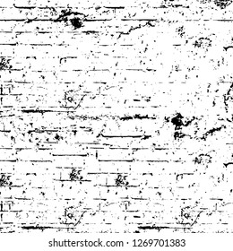Wall fragment with scratches and cracks. Overlay grunge illustration over any design. Abstract grainy background with vintage effect