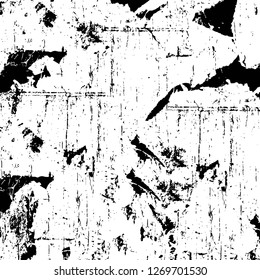 Wall fragment with scratches and cracks. Overlay grunge illustration over any design. Abstract grainy background with vintage effect
