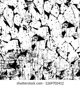 Wall fragment with scratches and cracks. Overlay grunge illustration over any design. Abstract grainy background with vintage effect