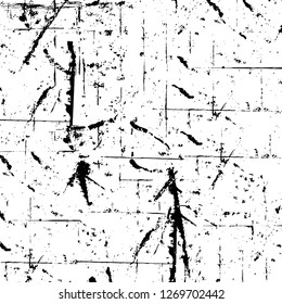 Wall fragment with scratches and cracks. Overlay grunge illustration over any design. Abstract grainy background with vintage effect