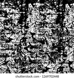Wall fragment with scratches and cracks. Overlay grunge illustration over any design. Abstract grainy background with vintage effect