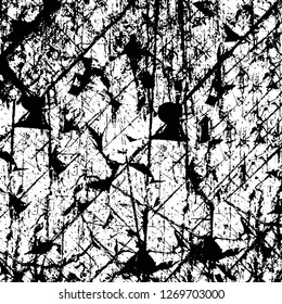Wall fragment with scratches and cracks. Overlay grunge illustration over any design. Abstract grainy background with vintage effect