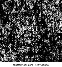Wall fragment with scratches and cracks. Overlay grunge illustration over any design. Abstract grainy background with vintage effect