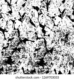 Wall fragment with scratches and cracks. Overlay grunge illustration over any design. Abstract grainy background with vintage effect