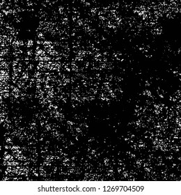 Wall fragment with scratches and cracks. Overlay grunge illustration over any design. Abstract grainy background with vintage effect