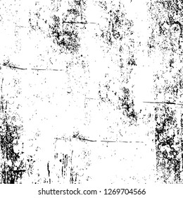 Wall fragment with scratches and cracks. Overlay grunge illustration over any design. Abstract grainy background with vintage effect