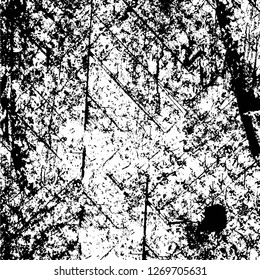 Wall fragment with scratches and cracks. Overlay grunge illustration over any design. Abstract grainy background with vintage effect
