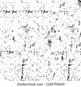 Wall fragment with scratches and cracks. Overlay grunge illustration over any design. Abstract grainy background with vintage effect
