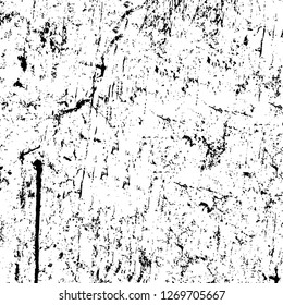 Wall fragment with scratches and cracks. Overlay grunge illustration over any design. Abstract grainy background with vintage effect