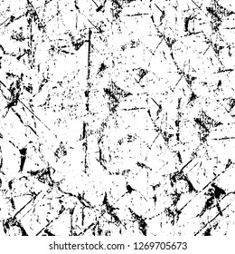 Wall fragment with scratches and cracks. Overlay grunge illustration over any design. Abstract grainy background with vintage effect