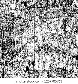 Wall fragment with scratches and cracks. Overlay grunge illustration over any design. Abstract grainy background with vintage effect