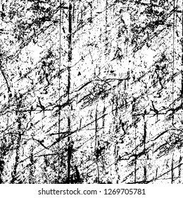 Wall fragment with scratches and cracks. Overlay grunge illustration over any design. Abstract grainy background with vintage effect