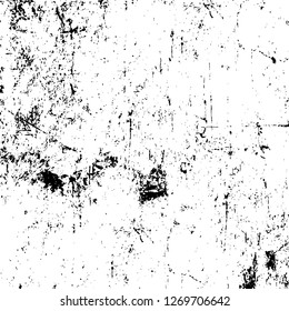 Wall fragment with scratches and cracks. Overlay grunge illustration over any design. Abstract grainy background with vintage effect