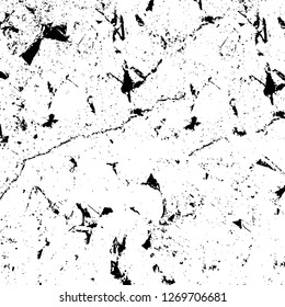 Wall fragment with scratches and cracks. Overlay grunge illustration over any design. Abstract grainy background with vintage effect