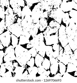 Wall fragment with scratches and cracks. Overlay grunge illustration over any design. Abstract grainy background with vintage effect