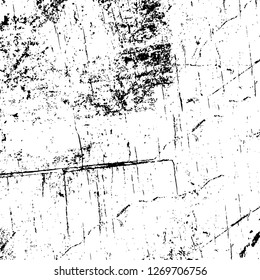 Wall fragment with scratches and cracks. Overlay grunge illustration over any design. Abstract grainy background with vintage effect
