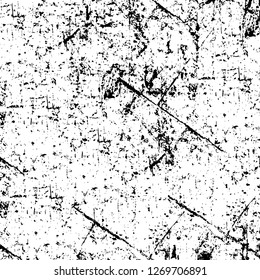 Wall fragment with scratches and cracks. Overlay grunge illustration over any design. Abstract grainy background with vintage effect