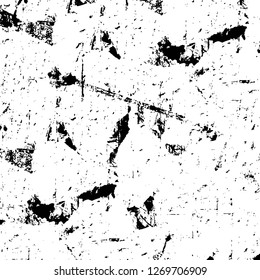 Wall fragment with scratches and cracks. Overlay grunge illustration over any design. Abstract grainy background with vintage effect