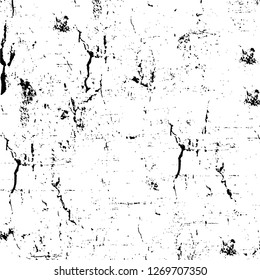 Wall fragment with scratches and cracks. Overlay grunge illustration over any design. Abstract grainy background with vintage effect