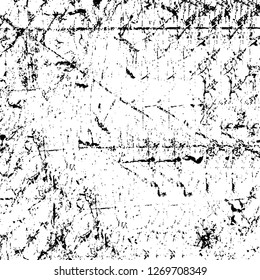 Wall fragment with scratches and cracks. Overlay grunge illustration over any design. Abstract grainy background with vintage effect