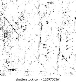 Wall fragment with scratches and cracks. Overlay grunge illustration over any design. Abstract grainy background with vintage effect