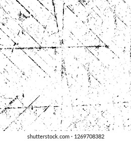 Wall fragment with scratches and cracks. Overlay grunge illustration over any design. Abstract grainy background with vintage effect