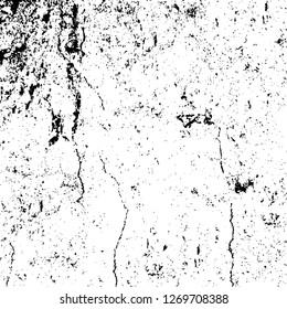 Wall fragment with scratches and cracks. Overlay grunge illustration over any design. Abstract grainy background with vintage effect