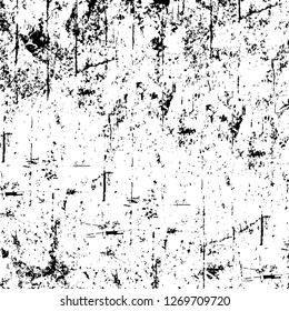 Wall fragment with scratches and cracks. Overlay grunge illustration over any design. Abstract grainy background with vintage effect