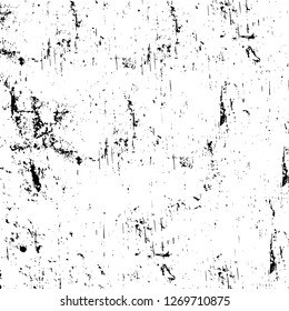 Wall fragment with scratches and cracks. Overlay grunge illustration over any design. Abstract grainy background with vintage effect