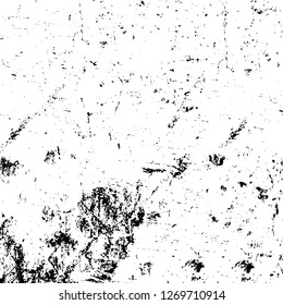 Wall fragment with scratches and cracks. Overlay grunge illustration over any design. Abstract grainy background with vintage effect
