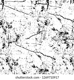 Wall fragment with scratches and cracks. Overlay grunge illustration over any design. Abstract grainy background with vintage effect
