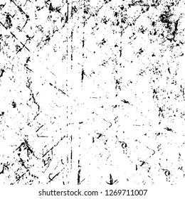 Wall fragment with scratches and cracks. Overlay grunge illustration over any design. Abstract grainy background with vintage effect