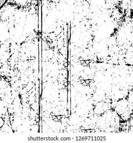 Wall fragment with scratches and cracks. Overlay grunge illustration over any design. Abstract grainy background with vintage effect