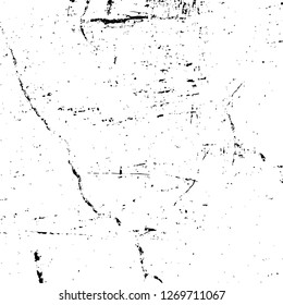 Wall fragment with scratches and cracks. Overlay grunge illustration over any design. Abstract grainy background with vintage effect